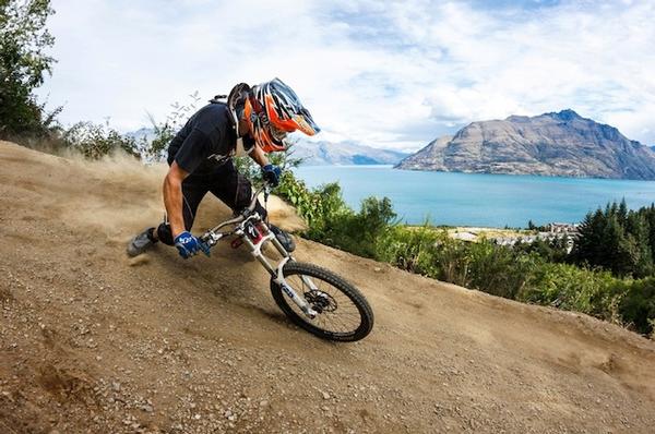 Queenstown Bike Park tracks with amazing lake and mountain views.   